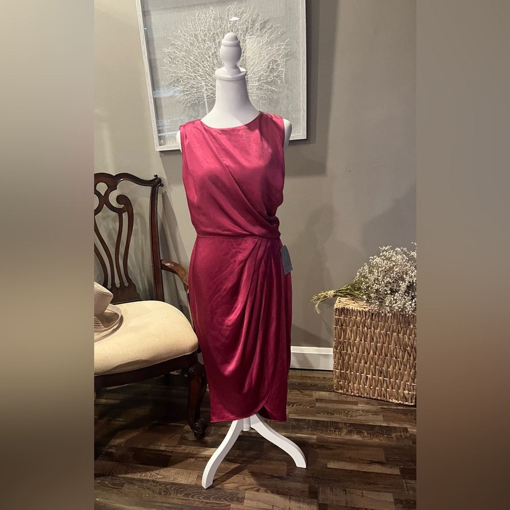 Lush Satin Faux Wrap Dress